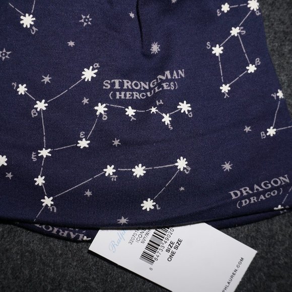 NWT Ralph Lauren Layette Hat Baby Boy Cotton  O/S navy blue constellations stars - Picture 4 of 4